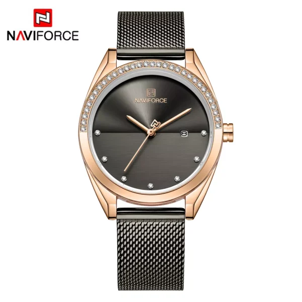 ساعت مچی نیوی فورس مدل 5015 مشکی رزگلد naviforce 5015 rgb